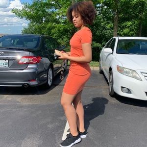 Orange midi dress